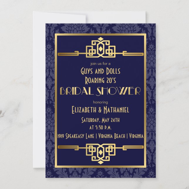 Invitation Art déco des années 1920 pour les couples en Fête  (Devant)