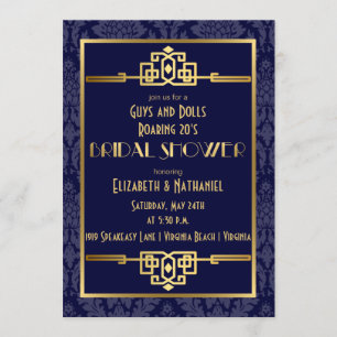 Invitation Art déco des années 1920 pour les couples en Fête 