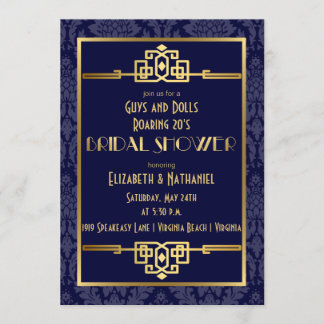 Invitation Art déco des années 1920 pour les couples en Fête 