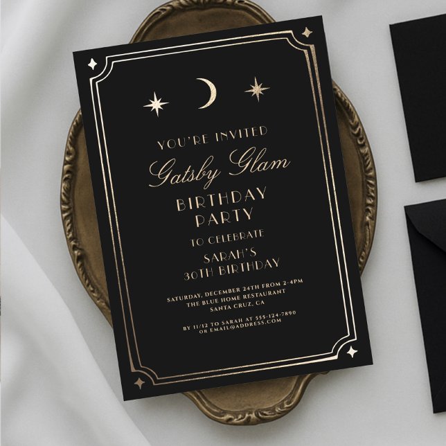 Invitation Art Déco élégant Black Gold 20s Classic Anniversai (Créateur téléchargé)