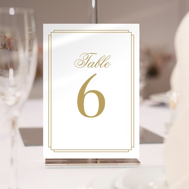 Invitation Art Déco Elegant Gold Table Numéro (Art Deco Elegant Gold Table Number)