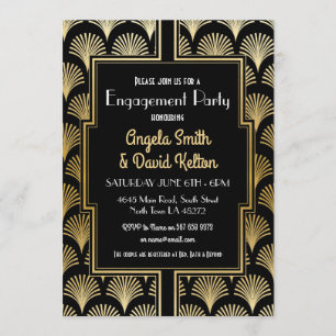 Invitation Art Déco Fiançailles Gatsby 1920 OR