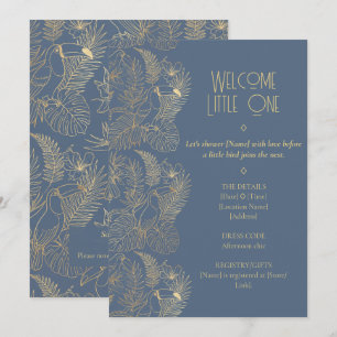 Invitation Art Déco filigrane d'or   Baby Shower Toucan