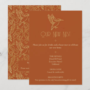 Invitation Art Déco Filigrane d'Or Martin-pêcheur pour pend