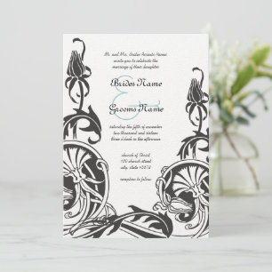 Invitation Art Déco Filigree Esthétique Floral Scroll Mariage