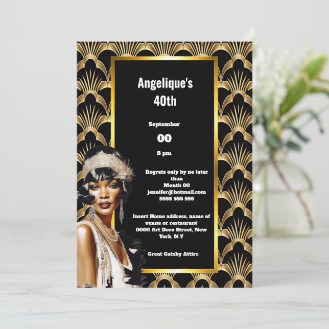 Invitation Art déco Flapper girls 1920's twenties melanin (Debout devant)