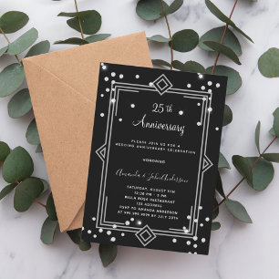 Invitation Art Déco Gatsby 25 ans noces de diamants