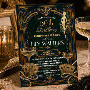 Invitation Art Déco Gatsby Années Folles Anniversaire TOUT ÂG