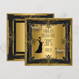 Invitation ART DÉCO Gatsby Fabulouse Soirée Masquée des Année