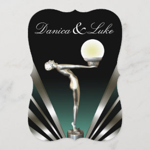 Invitation Art Déco Glam Nouveau Mariage  turquoise
