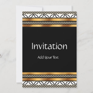 Invitation Art Deco Gold Black White
