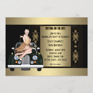 Invitation Art déco hurlant la fête d'anniversaire des années