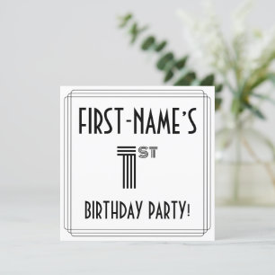 Invitation Art Déco Inspiré 1er Anniversaire Fête, Nom person