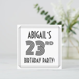 Invitation Art Déco Inspiré 23e fête d'anniversaire, Nom pers