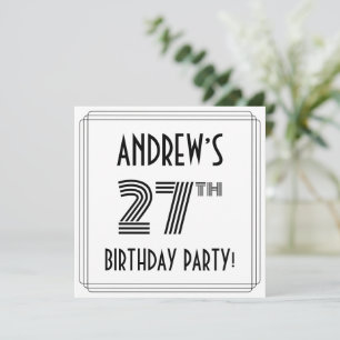 Invitation Art Déco Inspiré 27ème Anniversaire Fête, Nom pers