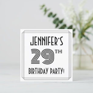Invitation Art Déco Inspiré 29ème Anniversaire Fête, Nom pers