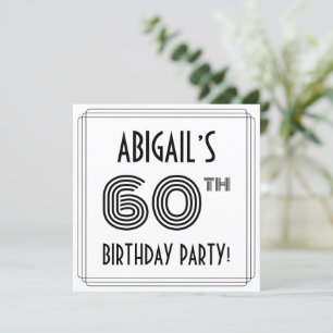 Invitation Art Déco Inspiré 60ème anniversaire fête, Nom pers