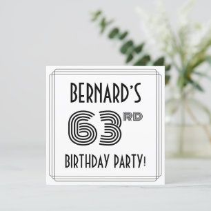 Invitation Art Déco Inspiré 63e fête d'anniversaire, Nom pers
