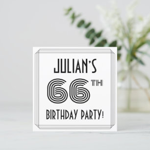 Invitation Art Déco Inspiré 66e fête d'anniversaire, Nom pers
