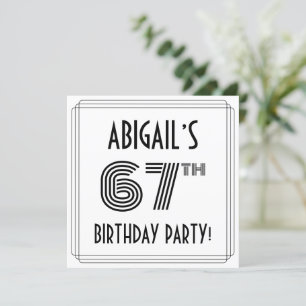 Invitation Art Déco Inspiré 67ème Anniversaire Fête, Nom pers