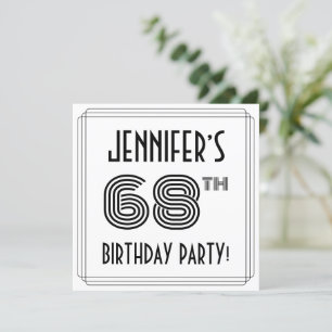 Invitation Art Déco Inspiré 68ème Anniversaire Fête, Nom pers