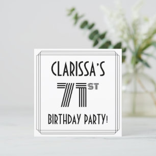 Invitation Art Déco Inspiré 71e fête d'anniversaire, Nom pers
