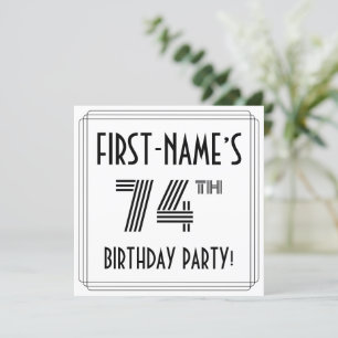 Invitation Art Déco Inspiré 74ème Anniversaire Fête, Nom pers