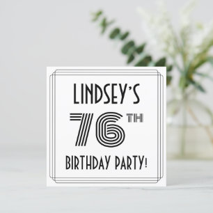 Invitation Art Déco Inspiré 76e fête d'anniversaire, Nom pers