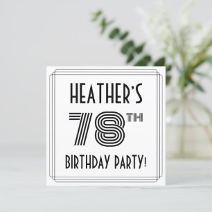 Invitation Art Déco Inspiré 78ème Anniversaire Fête, Nom pers