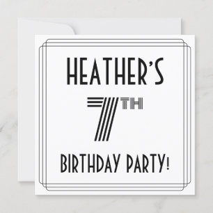 Invitation Art Déco Inspiré 7e fête d'anniversaire, Nom perso