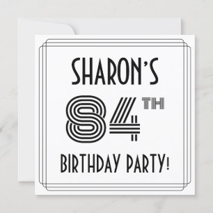 Invitation Art Déco Inspiré 84ème Anniversaire Fête, Nom pers