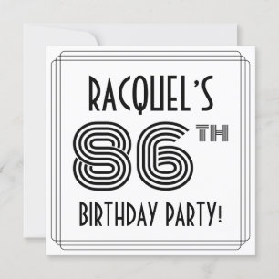 Invitation Art Déco Inspiré 86e fête d'anniversaire, Nom pers