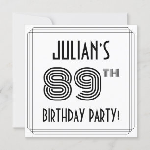 Invitation Art Déco Inspiré 89e fête d'anniversaire, Nom pers