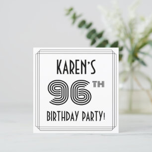 Invitation Art Déco Inspiré 96ème Anniversaire Fête, Nom pers
