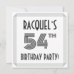 Invitation Art Déco Inspirée 54ème anniversaire fête, Nom per