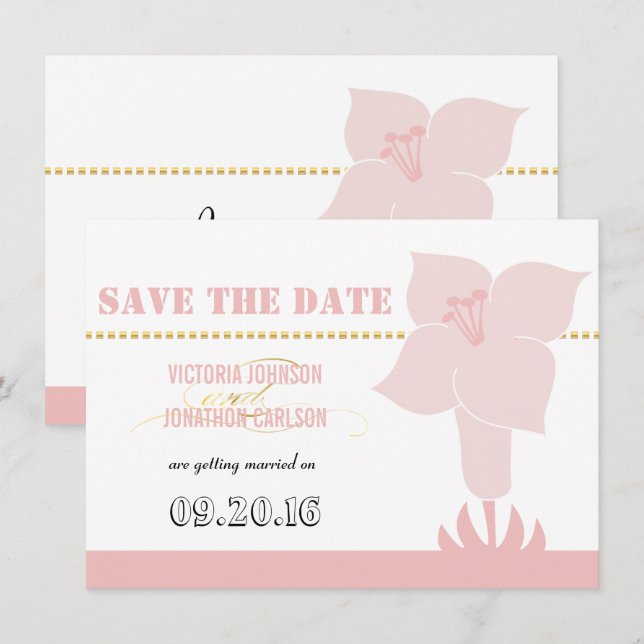 Invitation Art Déco Lily Mariage de typographie moderne (Devant / Derrière)
