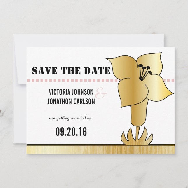 Invitation Art Déco Lily Typographie moderne Mariage Invitati (Devant)