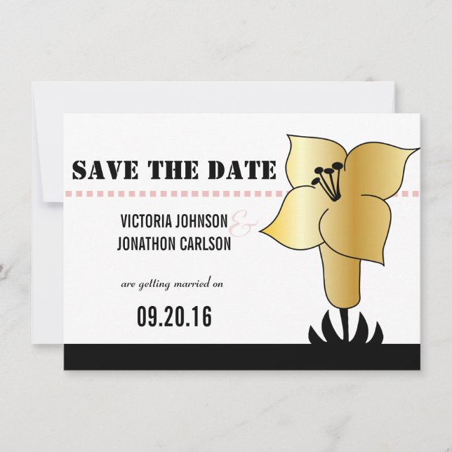 Invitation Art Déco Lily Typographie moderne Mariage Invitati (Devant)