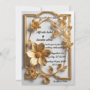 Invitation Art Déco Mariage Diamant blanc et or huile