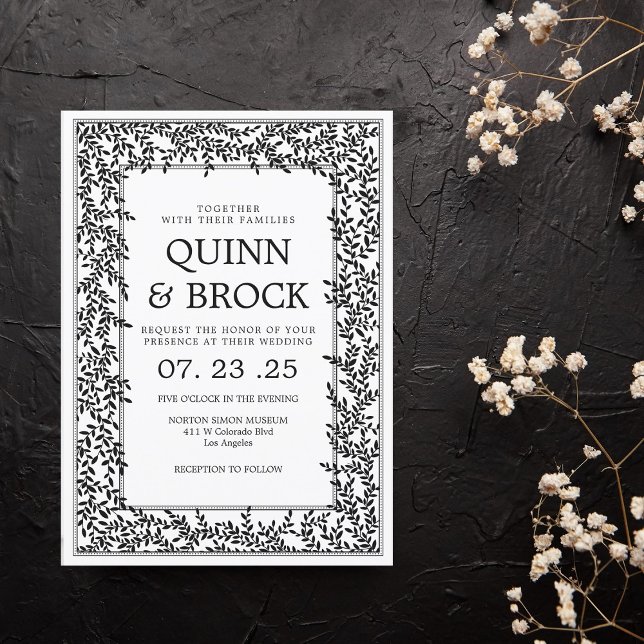 Invitation Art Déco Mariage Foliing noir et blanc (Créateur téléchargé)