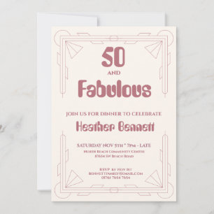 Invitation Art Déco Moderne 50 ans et Fantastique Anniversair