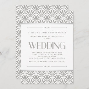 Invitation Art déco moderne Elegant Mariage gris et blanc