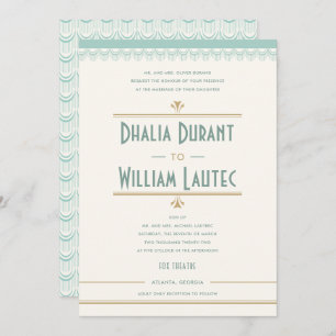 Invitation Art Déco Monnaie Vintage et Mariage or