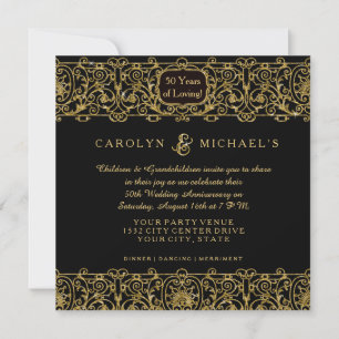 Invitation Art Déco Nouveau 50e anniversaire de Mariage