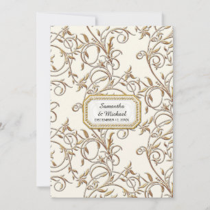 Invitation Art Déco Nouveau Elégant Gold Regency Off Blanc