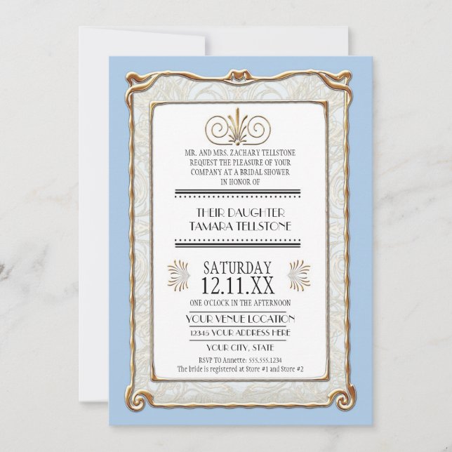 Invitation Art Déco Nouveau Gatsby Style Or en dentelle Look (Devant)