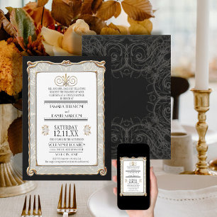 Invitation Art Déco Nouveau Gatsby Style Or en dentelle Look