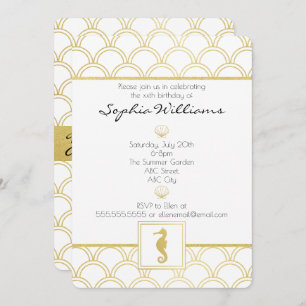 Invitation Art Déco Ocean Wave Gold Parties scintillant Seaho