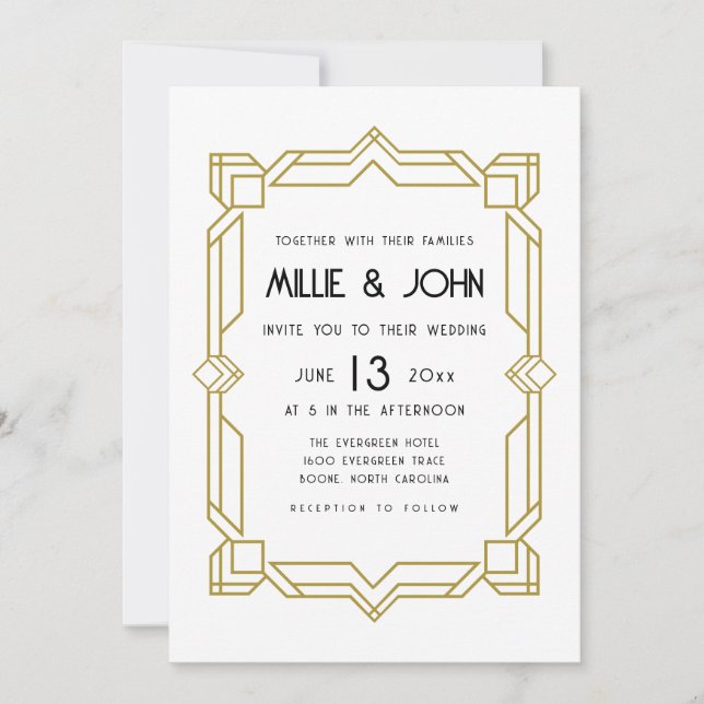Invitation Art déco, Old Hollywood, années 1920 (Devant)