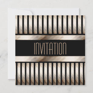 Invitation Art Déco Or Noir Sépia